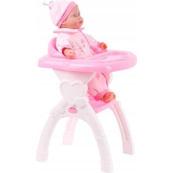 Hochstuhl für Puppen 44 cm rosa und weiß aus Toi-Toys-Kunststoff