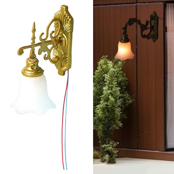 Lampa a muro scala 1:87 HO con luce LED calda per modellismo e scenografie