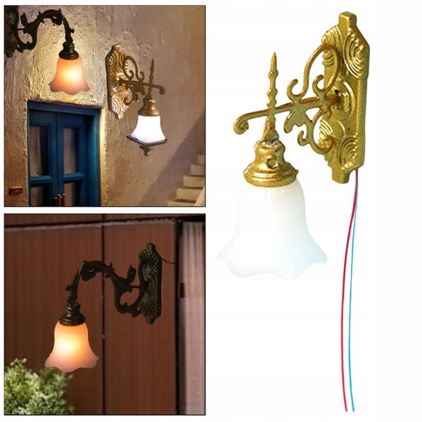 Lampa a muro scala 1:87 HO con luce LED calda per modellismo e scenografie