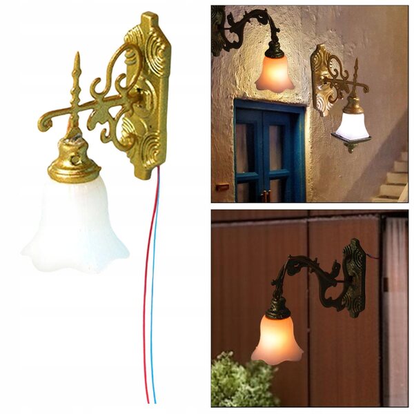 Lampa a muro scala 1:87 HO con luce LED calda per modellismo e scenografie