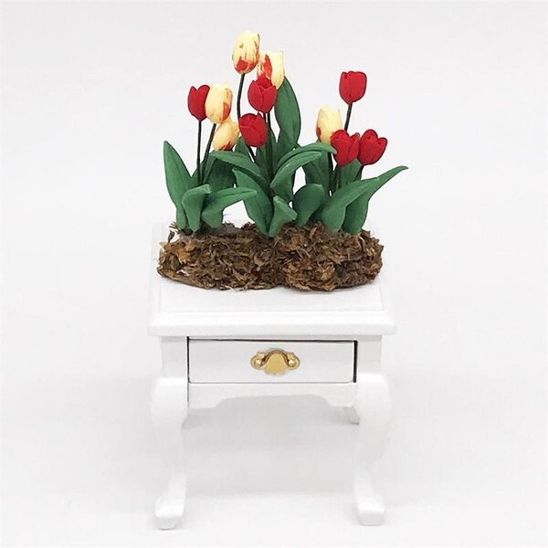 Casa delle bambole Tulipani nell'erba - giardino in miniatura 1:12 in resina