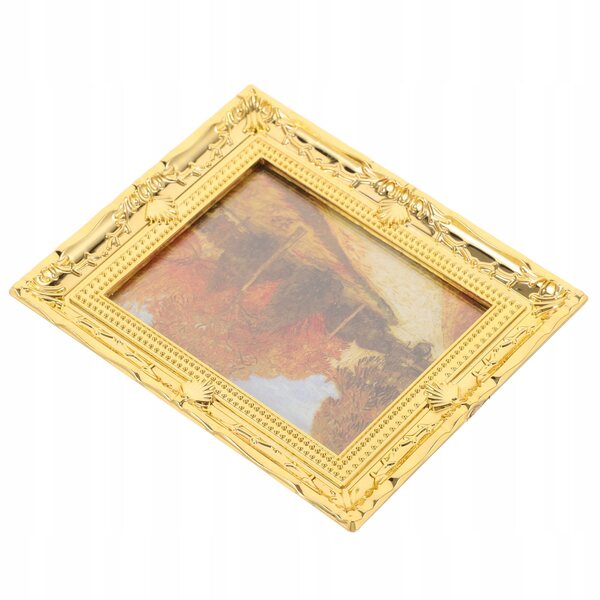 Mini quadro a olio realistico in resina con cornice per case delle bambole