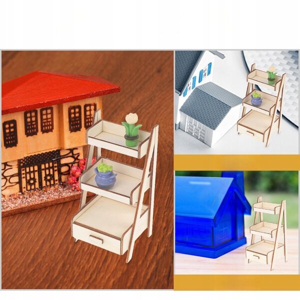 Mini-Blumenständer aus Holz für 1/12 Haus – stilvoll und langlebig