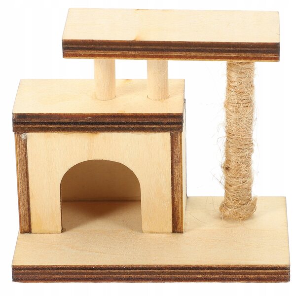 Mini albero porta gatti in legno decorativo per la casa delle bambole dei bambini