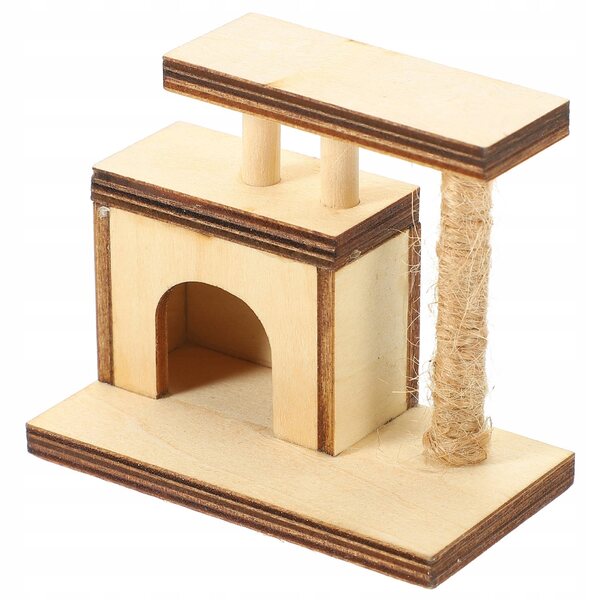 Mini albero porta gatti in legno decorativo per la casa delle bambole dei bambini