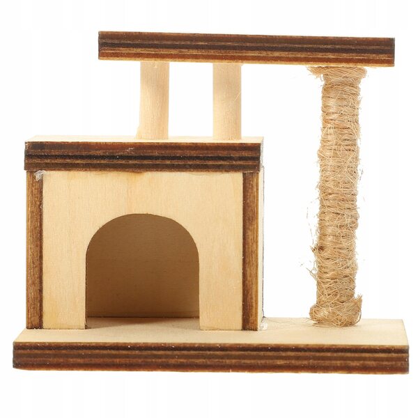 Mini albero porta gatti in legno decorativo per la casa delle bambole dei bambini