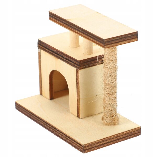 Mini albero porta gatti in legno decorativo per la casa delle bambole dei bambini