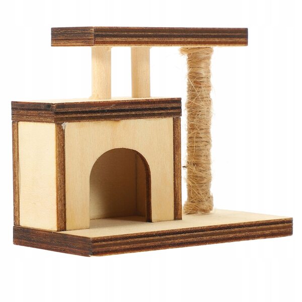 Mini albero porta gatti in legno decorativo per la casa delle bambole dei bambini