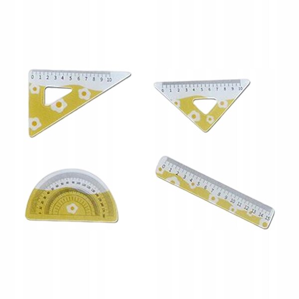 Set di 4 mini righelli in miniatura gialli per casa delle bambole 1:12 e casa delle bambole 1:6