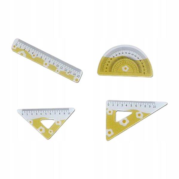 Set di 4 mini righelli in miniatura gialli per casa delle bambole 1:12 e casa delle bambole 1:6