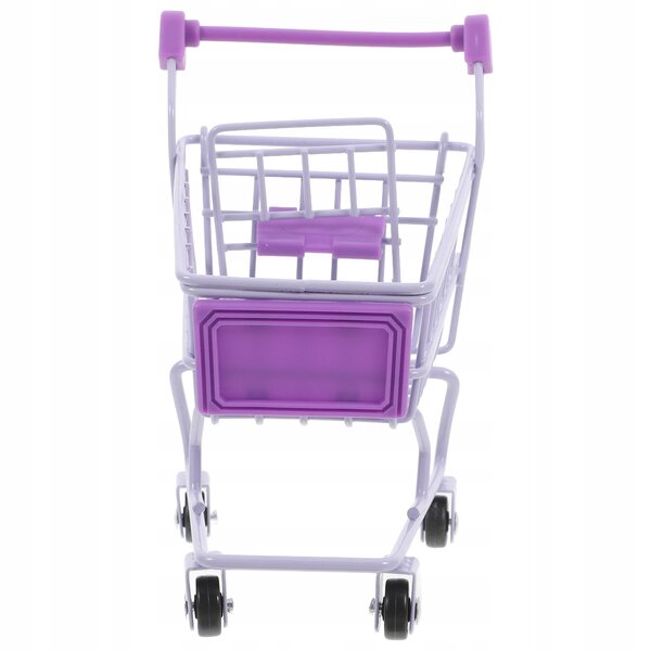 Mini carrello della spesa viola in metallo per casa delle bambole decorativo