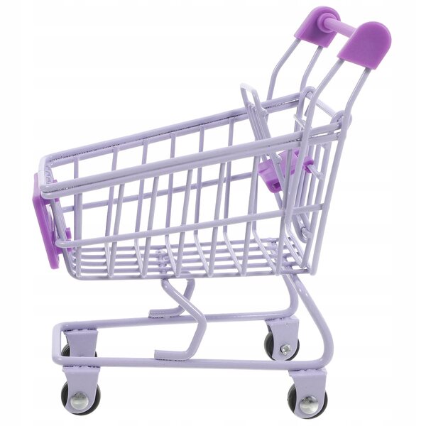 Mini carrello della spesa viola in metallo per casa delle bambole decorativo