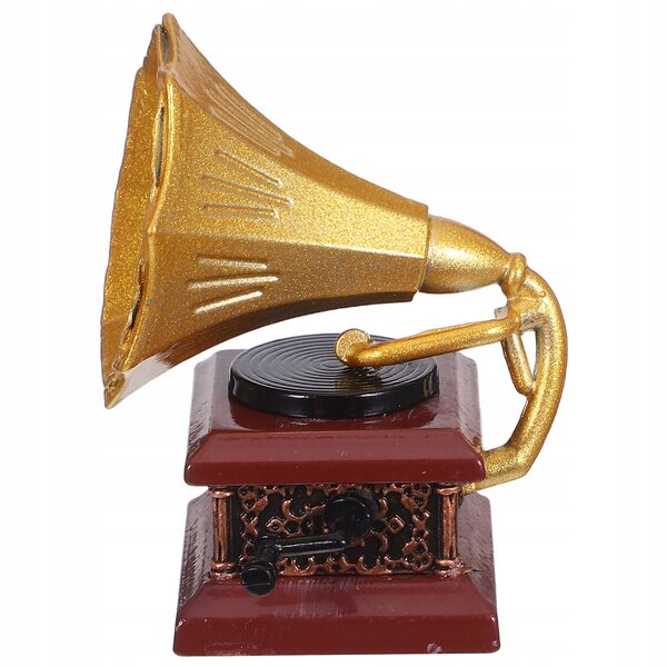 Goldenes Miniatur-Vintage-Grammophon aus Metall für das Puppenhaus