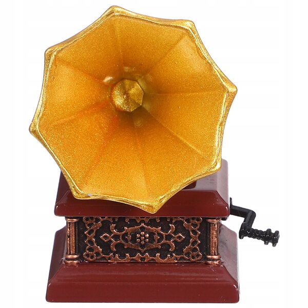 Goldenes Miniatur-Vintage-Grammophon aus Metall für das Puppenhaus