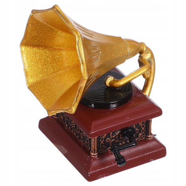 Goldenes Miniatur-Vintage-Grammophon aus Metall für das Puppenhaus