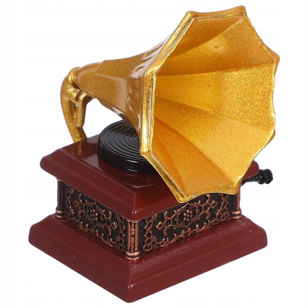 Goldenes Miniatur-Vintage-Grammophon aus Metall für das Puppenhaus