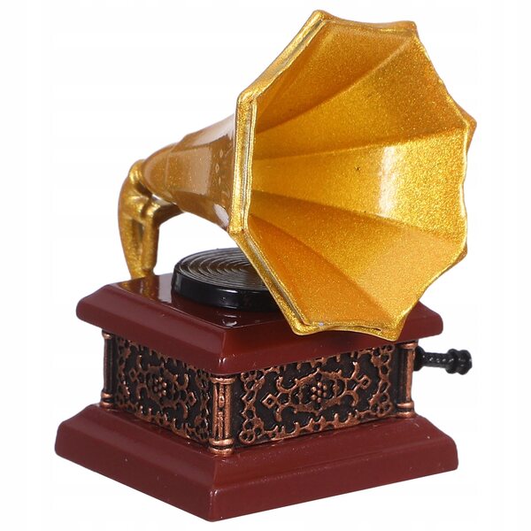 Goldenes Miniatur-Vintage-Grammophon aus Metall für das Puppenhaus
