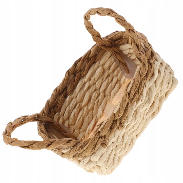 Mini cesta in rattan per decorazioni da casa delle bambole, design rustico