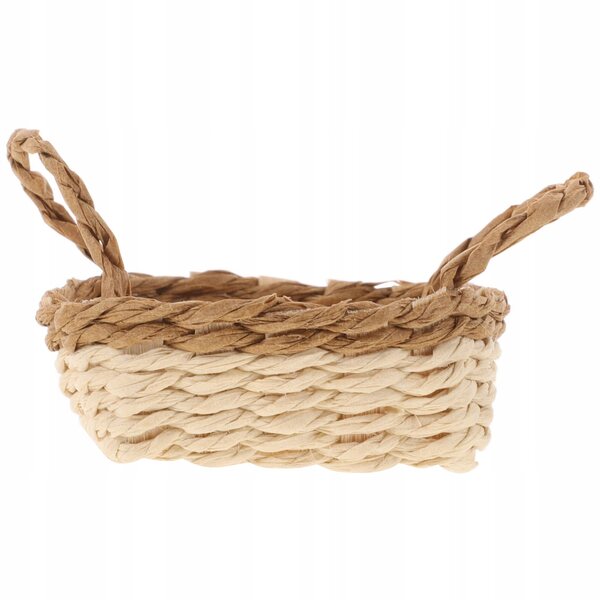 Mini cesta in rattan per decorazioni da casa delle bambole, design rustico