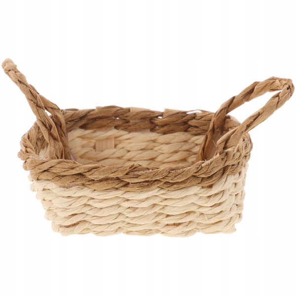 Mini cesta in rattan per decorazioni da casa delle bambole, design rustico