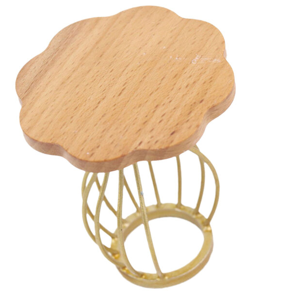 Mini tavolino in legno e metallo per casa delle bambole, decorazione realistica