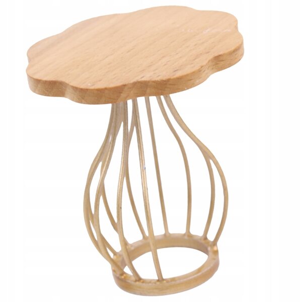 Mini tavolino in legno e metallo per casa delle bambole, decorazione realistica
