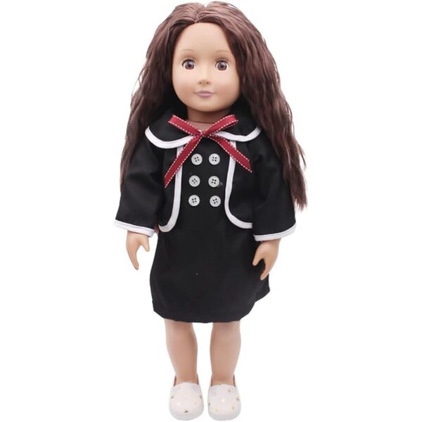 Lässiges schwarzes Outfit für 46-cm-Puppen – perfektes modisches Outfit für 18-Zoll-Puppen
