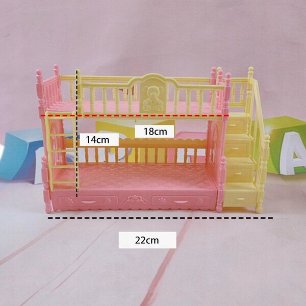 Letto a Castello Miniatura per Casa delle Bambole Realistico e Decorativo 22x14 cm
