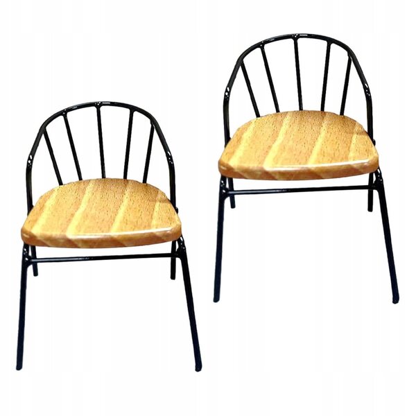 Mini poltroncina in legno e metallo nera per casa delle bambole 2 pezzi