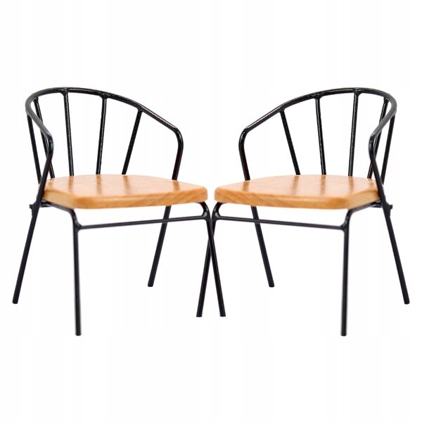 Mini poltroncina in legno e metallo nera per casa delle bambole 2 pezzi