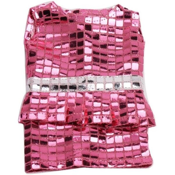 46 cm großes Puppenkleid mit rosa-roten Pailletten, lässiges Partykleid