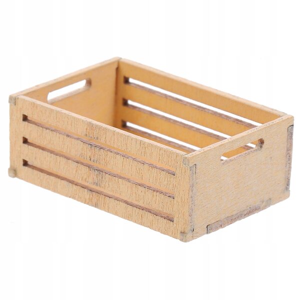 Mini cestino rustico in legno per casa delle bambole e decorazioni miniatura