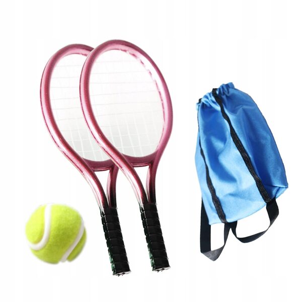 Set Miniatura Racchetta e Pallina da Tennis Rosa per Casa delle Bambole 1:12