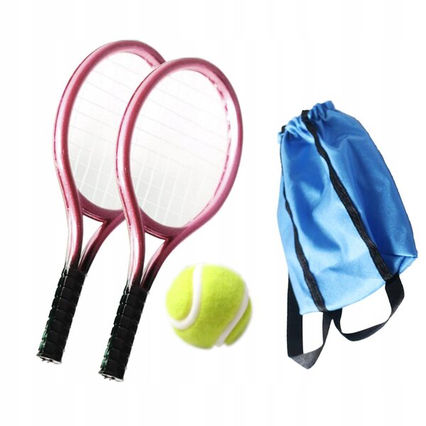Set Miniatura Racchetta e Pallina da Tennis Rosa per Casa delle Bambole 1:12