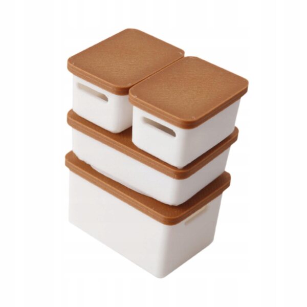 Lot de 4 Mini Boîtes 1:12 pour Maisons de Poupées en PP, Couleur Marron Clair