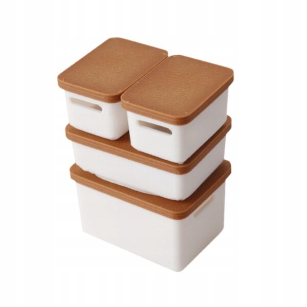 Lot de 4 Mini Boîtes 1:12 pour Maisons de Poupées en PP, Couleur Marron Clair