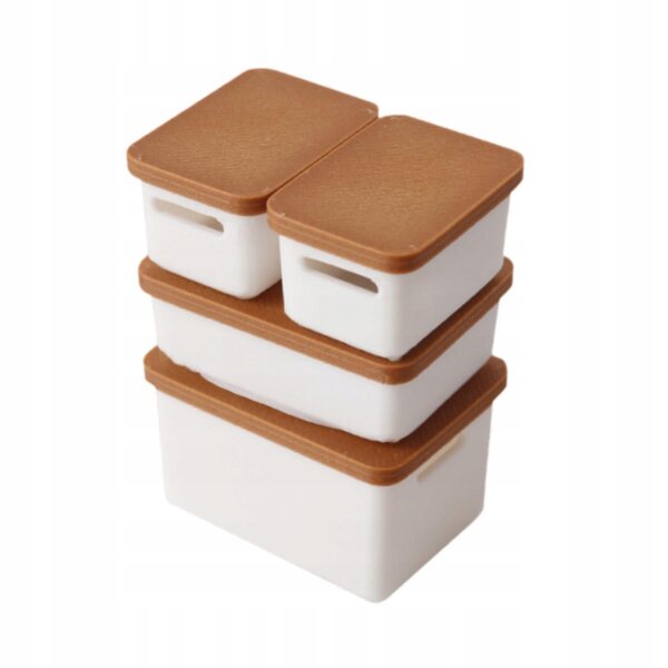 Lot de 4 Mini Boîtes 1:12 pour Maisons de Poupées en PP, Couleur Marron Clair