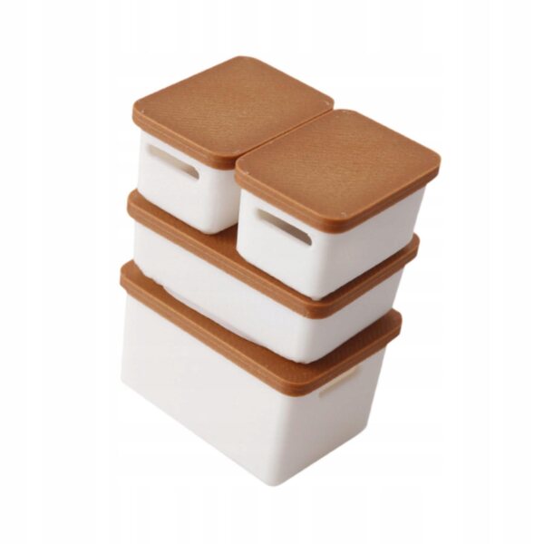 Lot de 4 Mini Boîtes 1:12 pour Maisons de Poupées en PP, Couleur Marron Clair