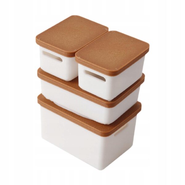 Lot de 4 Mini Boîtes 1:12 pour Maisons de Poupées en PP, Couleur Marron Clair