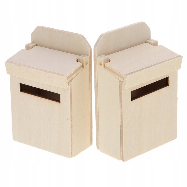 Mini Casella Postale in Legno per Casa delle Bambole - Set da 2 Pezzi