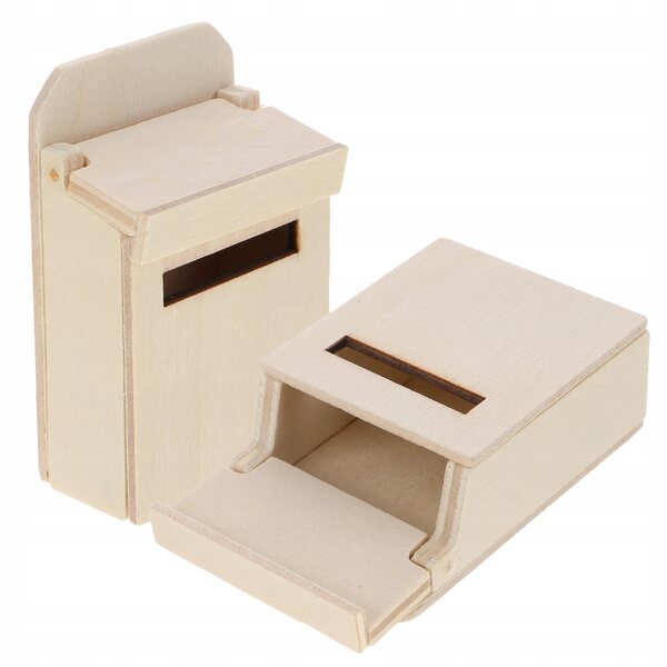 Mini Casella Postale in Legno per Casa delle Bambole - Set da 2 Pezzi