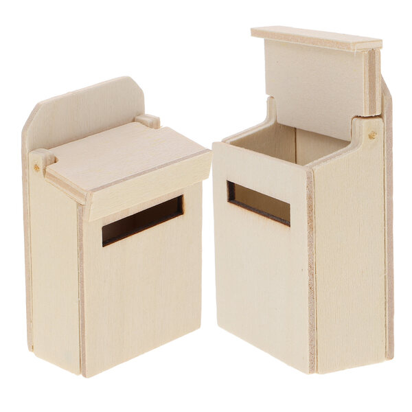 Mini Casella Postale in Legno per Casa delle Bambole - Set da 2 Pezzi