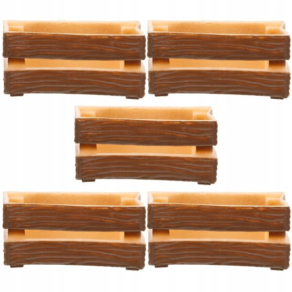 Set 5 Miniature Scatole Marroni in Plastica per Case delle Bambole 3,5x2x1,5 cm