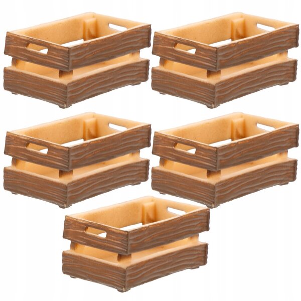 Set 5 Miniature Scatole Marroni in Plastica per Case delle Bambole 3,5x2x1,5 cm