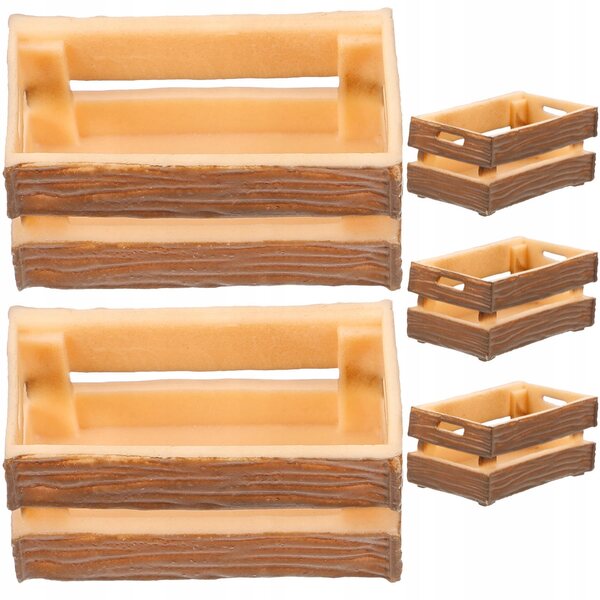 Set 5 Miniature Scatole Marroni in Plastica per Case delle Bambole 3,5x2x1,5 cm