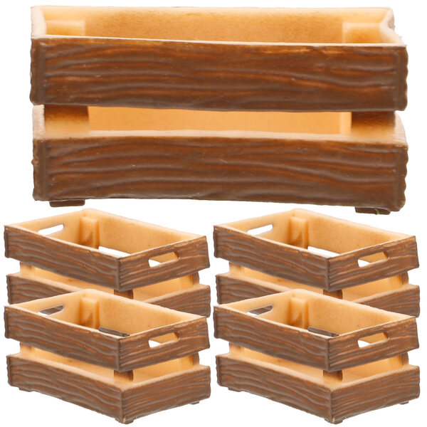 Set 5 Miniature Scatole Marroni in Plastica per Case delle Bambole 3,5x2x1,5 cm