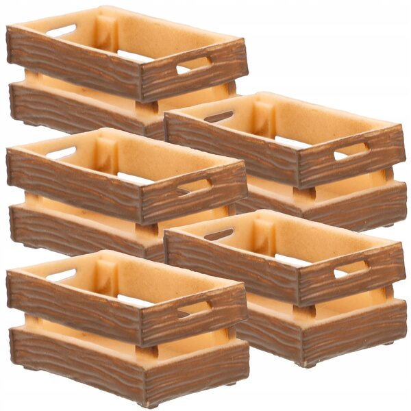 Set 5 Miniature Scatole Marroni in Plastica per Case delle Bambole 3,5x2x1,5 cm