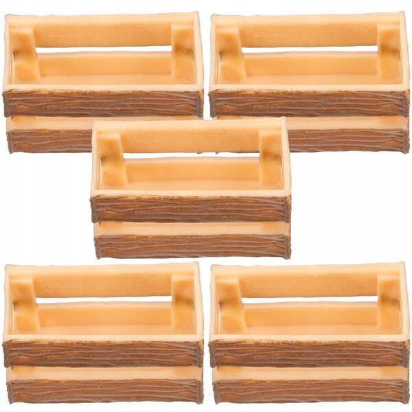 Set 5 Miniature Scatole Marroni in Plastica per Case delle Bambole 3,5x2x1,5 cm