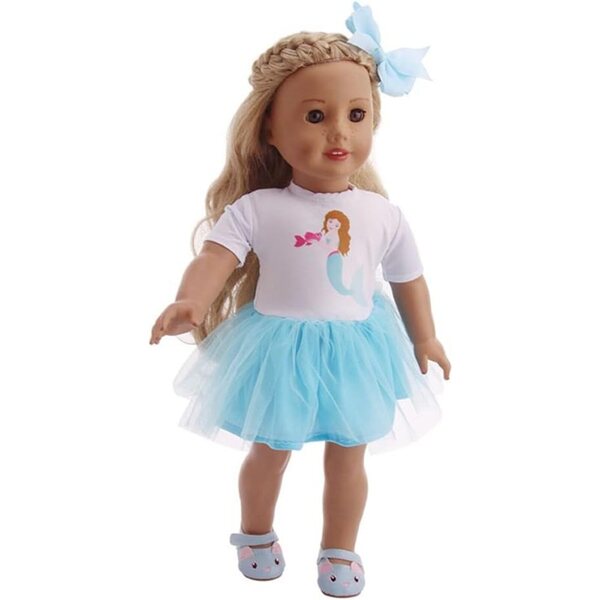 Abito in rete con fiocco per bambola americana 46 cm, costume casual elegante