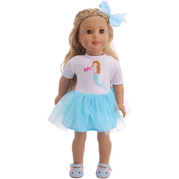Abito in rete con fiocco per bambola americana 46 cm, costume casual elegante
